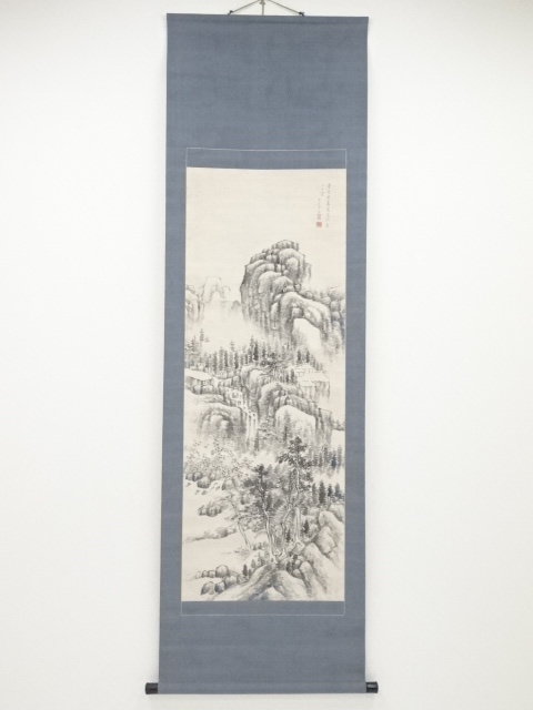JAPANESE HANGING SCROLL / HAND PAINTED / SCENERY / BY YANAGAWA KORAN